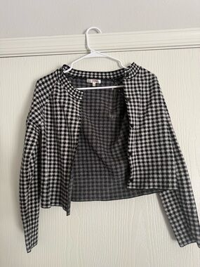 Stella Tweed Black & White Houndstooth Cropped Jacket
